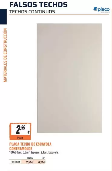 Oferta de Placo - Placa De Escavola Contramoide por 2,55€ en Obramat