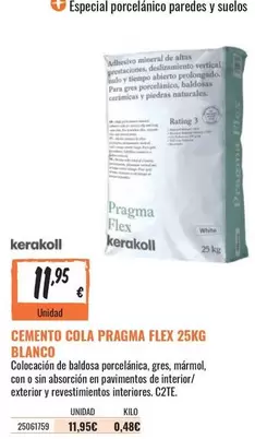 Oferta de Paredes - Cemento Cola Fragna Flex 25kg Blanco por 11,95€ en Obramat