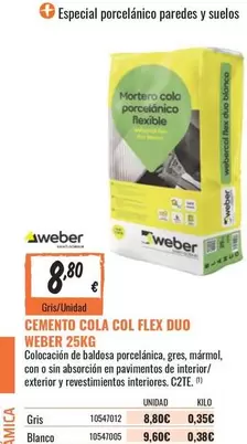 Oferta de Paredes - Cemento Cola Col Flex Duo por 8,8€ en Obramat