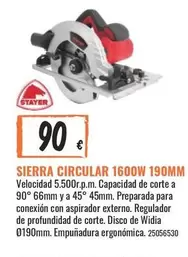 Oferta de Sierra Circular 1600w 190mm por 90€ en Obramat