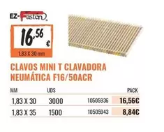 Oferta de Clavos Mini T Clavadora Neumatica F16 por 16,56€ en Obramat