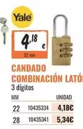 Oferta de Candado Combinación Lato por 4,18€ en Obramat