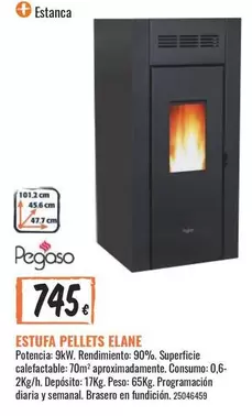 Oferta de Pegaso - Estufa Pellets Elane por 745€ en Obramat