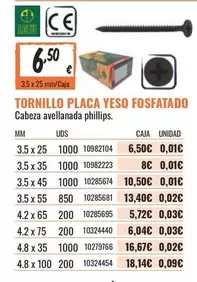 Oferta de Tornillo Placa Yeso Fosfatado por 6,5€ en Obramat