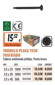 Oferta de Tornillo Placa Yeso Fosfatado por 15,52€ en Obramat