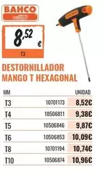 Oferta de Bahco - Destornillador Mango T4 Hexagonal por 8,52€ en Obramat