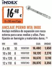 Oferta de Anclaje Perno Mta Inox por 16,48€ en Obramat