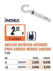 Oferta de Anclaje Metalico Antigiro Para Cargas Medias Gancho por 2,55€ en Obramat