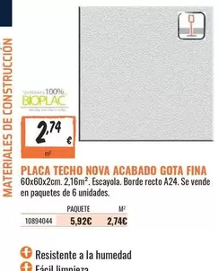 Oferta de Nova - Placa Techo Acabado Gota Fina por 2,74€ en Obramat