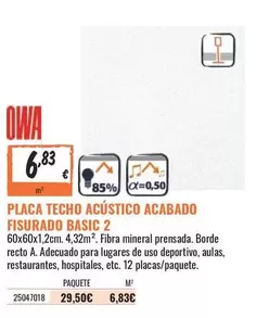 Oferta de Basic - Placa Techo Acústico Acabado por 6,83€ en Obramat