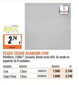 Oferta de Placa Techo Acabado por 2,74€ en Obramat