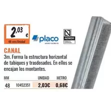 Oferta de Placo - Canal por 2,03€ en Obramat