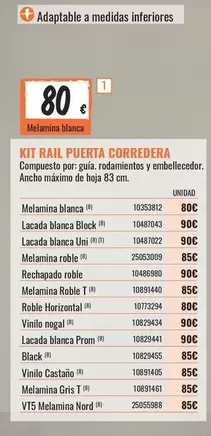 Oferta de Block - Kit Rail Puerta Corredera por 80€ en Obramat