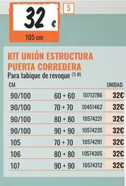 Oferta de Kit Union Estructura Puerta Corredera por 32€ en Obramat