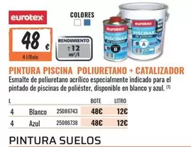 Oferta de Eurotex - Pintura Piscina Poliuretano + Catalizador por 48€ en Obramat