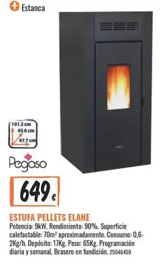 Oferta de Pegaso - Estufa Pellets Elane por 649€ en Obramat