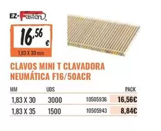 Oferta de Clavos Mini T Clavadora Neumatica F16 por 16,56€ en Obramat
