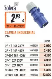 Oferta de Solera - Clavija Industrial por 2,93€ en Obramat