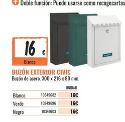 Oferta de Blanco - Buzon Exterior Civic por 16€ en Obramat