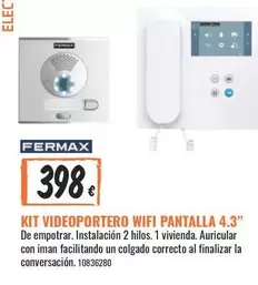 Oferta de Kit Videoportero Wifi Pantalla 4.3 por 398€ en Obramat