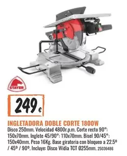 Oferta de Stayer - Ingletadora Doble Corte 1800w por 249€ en Obramat