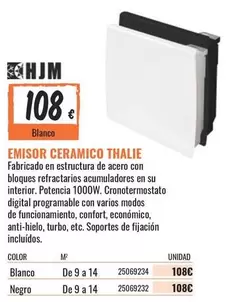 Oferta de HJM - Emisor Ceramico Thalie por 108€ en Obramat