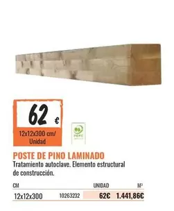 Oferta de Poste De Pino Laminado por 62€ en Obramat