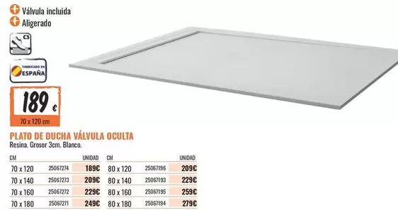 Oferta de Blanco - Plato De Ducha Viavula Oculta por 189€ en Obramat