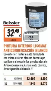Oferta de Lisomat - Pintura Interior Anticondensación Blanco por 32,4€ en Obramat