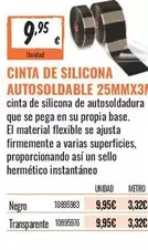 Oferta de Cinta De Silicona Autosoldable 25mmx3 por 9,95€ en Obramat