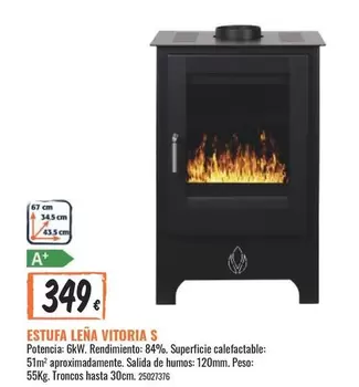 Oferta de Estufa Leña Vittoria S por 349€ en Obramat