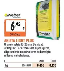 Oferta de Weber - Arlita Light Plus por 6,45€ en Obramat