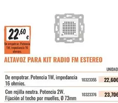 Oferta de Altavoz Para Kit Radio Fm Estereo por 22,6€ en Obramat