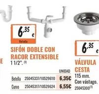 Oferta de Sifón Doble Con Racor Extensible por 6,35€ en Obramat