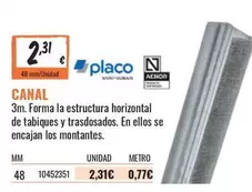 Oferta de Placo - Canal por 2,31€ en Obramat