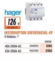 Oferta de Interruptor Diferencial 4p por 126€ en Obramat