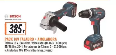 Oferta de Bosch - Pack 18V Taladro + Amoladora por 385€ en Obramat