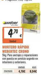 Oferta de Mortero Rapido Webertec Crono por 4,7€ en Obramat