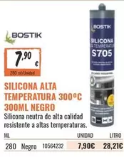 Oferta de Bostik - Silicona Alta Temperatura 300 C por 7,9€ en Obramat