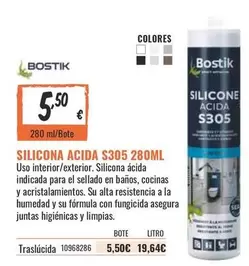 Oferta de Bostik - Silicona Acida S305 280ml por 5,5€ en Obramat