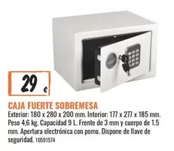 Oferta de Caja Fuerte Sobremesa por 29€ en Obramat