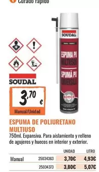 Oferta de Soudal - Espuma De Poliuretano Multiuso por 3,7€ en Obramat