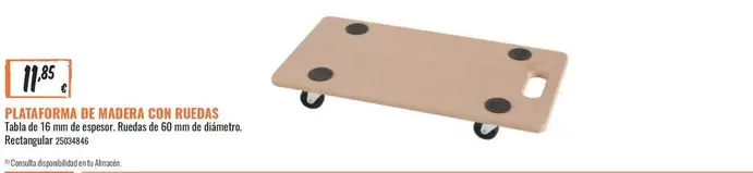 Oferta de Plataforma De Madera Con Ruedas por 11,95€ en Obramat