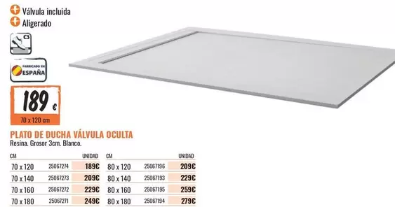 Oferta de Blanco - Plato De Ducha Vialvula Oculta por 189€ en Obramat