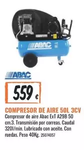 Oferta de ABAC - Compresor De Aire 50l 3cv por 559€ en Obramat