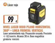 Oferta de Vertical - Nivel Laser Rojo Plano Horizontal 360 + Linea Frontal Vertical por 99€ en Obramat
