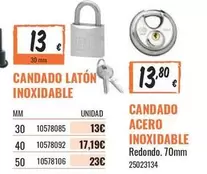 Oferta de Candado Inoxidable por 13€ en Obramat