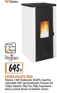 Oferta de Pegaso - Estufa Pellets Vera por 645€ en Obramat