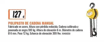 Oferta de Polipasto De Cadena Manual por 127€ en Obramat