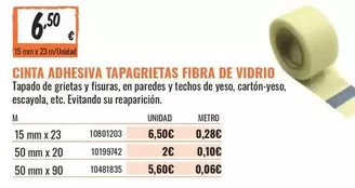 Oferta de Cinta Adhesiva Tapagrietas Fibra De Vidrio por 6,5€ en Obramat